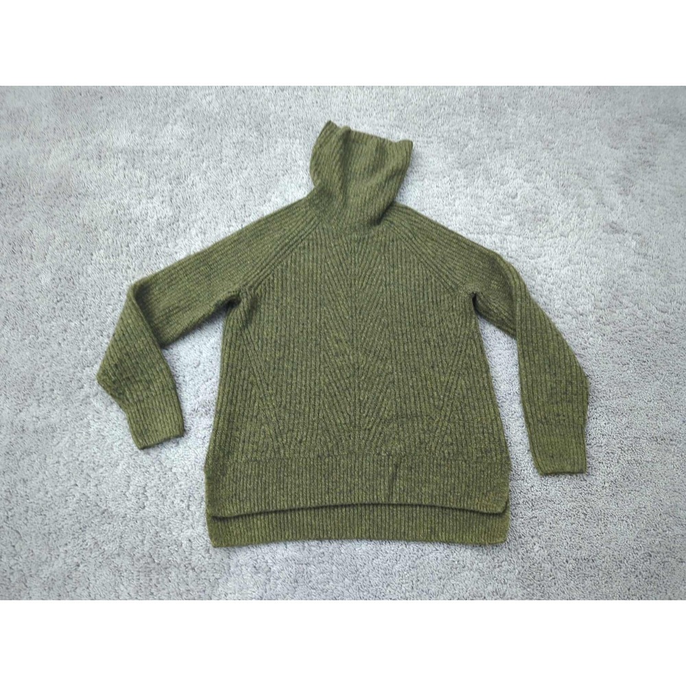 Madewell Pullover Sweater Womens S Green Turtleneck Oversized Relaxed Cozy